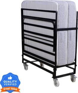 SPRINGTEK Folding Rollaway with 6 inches Mattress Metal Single Bed