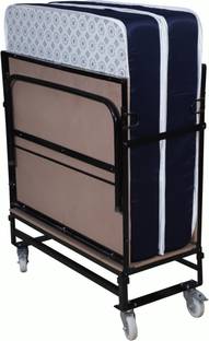 Loom & Needles Rollaway Bed with Mattress Metal Single Bed, 191 cm x 92 cm (6.27 ft x 3.02 ft)