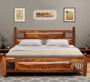 Meera Handicraft bed solid sheesham wood in Queen size Delivery Condition - DIY(Do-It-Yourself)) Solid Wood Queen Bed