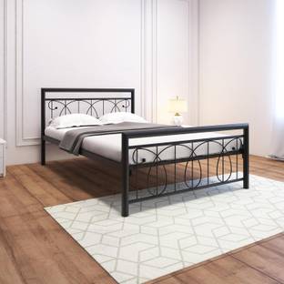 SIYA ART Metal Platform Bed with Headboard and Footboard | Metal Double Bed