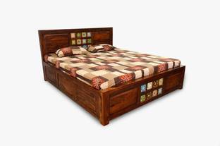 DOKRI Sheesham Wood Queen Size Bed/Cot For Bedroom/GuestRoom /Hotel With Box Bed Solid Wood Queen Box Bed