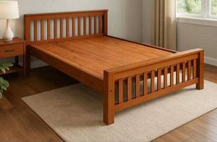 HOME DREAMS Kerala Mahogany Wood l Nilambur Furniture I Double Sized Bed - LKJ02D Solid Wood Double Bed