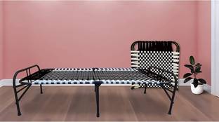 shiv ent Foldable Bed Portable Single Folding Bed Niwar Charpai Khatiya Bed for Sleeping Metal Single Bed