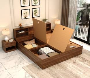 Wooden Street Barriss Bed With Box Storage For Bed Room/Guest Room Engineered Wood Queen Box Bed