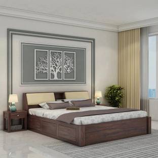 WOODENJOY Sheesham Wood Bed/Wooden King Bed/Wooden Bed/Cot With Box Storage For Home Solid Wood King Box Bed