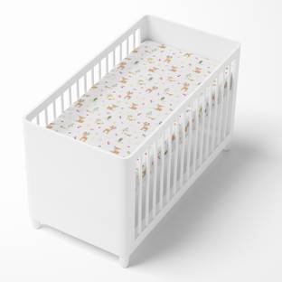 haus & kinder Cotton Crib Fitted (Elastic) 186 TC Printed Bedsheet