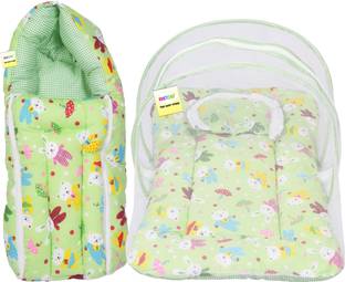 Kwitchy New Born Baby Mosquito Net Bed with Cushioned Pillow And Sleeping Bag