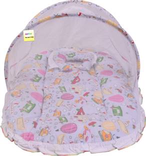 Kwitchy Cotton Infants New Born Baby Mosquito Net Bed with Cushioned Pillow Mosquito Net