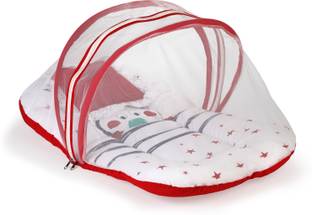 LuvLap Mosquito Net with Zip Closure & Neck Pillow Cotton Baby Bed Sized Bedding Set