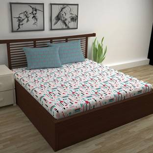 Divine Casa Cotton Double Flat 144 TC Printed Bedsheet