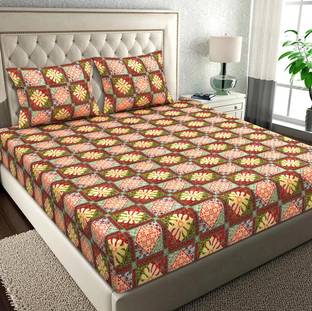 VAS COLLECTIONS 160 TC Cotton Double Abstract Flat Bedsheet
