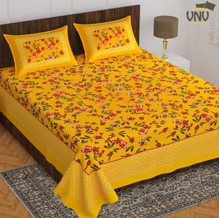 VNV Creation 144 TC Cotton Double Jaipuri Prints Flat Bedsheet