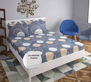 Solesta Cotton Queen Fitted (Elastic) 240 TC Geometric Bedsheet