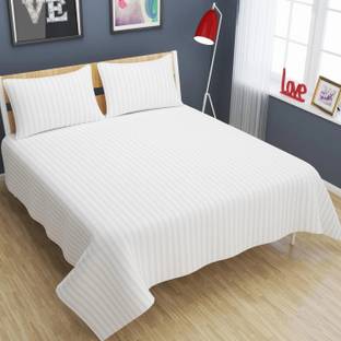 Crafteal 160 TC Microfiber Double Striped Flat Bedsheet