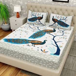 Flipkart SmartBuy Cotton Double Flat 104 TC Jaipuri Prints Bedsheet