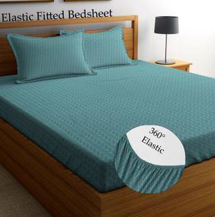 HIYANSHI HOME FURNISHING 220 TC Microfiber King Checkered Fitted (Elastic) Bedsheet