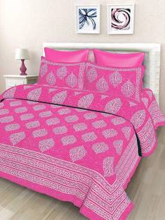 RAJDEVI JAIPUR PRINTS Cotton Double Flat 144 TC Printed Bedsheet