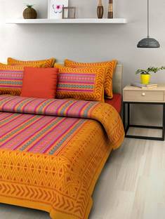 Indram Cotton King Flat 144 TC Striped Bedsheet