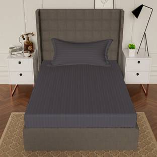 AVI Cotton Single Fitted (Elastic) 300 TC Striped Bedsheet