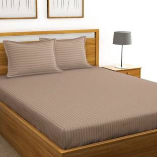 Lucifer 280 TC Cotton, Satin Double Striped Flat Bedsheet