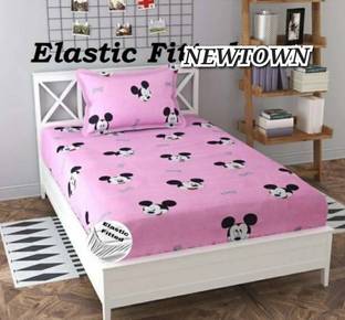 New Town 180 TC Cotton Single Geometric Fitted (Elastic) Bedsheet