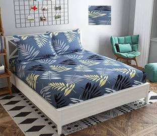Prichya 300 TC Polycotton King Printed Fitted (Elastic) Bedsheet