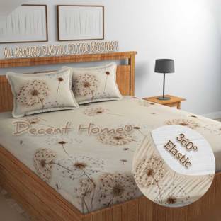 Decent Home Cotton Double Fitted (Elastic) 240 TC Floral Bedsheet
