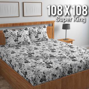 Decent Home 280 TC Cotton Super King Printed Flat Bedsheet