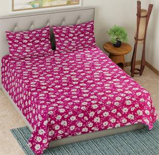 CARLTON LONDON Cotton Queen Flat 104 TC Geometric Bedsheet