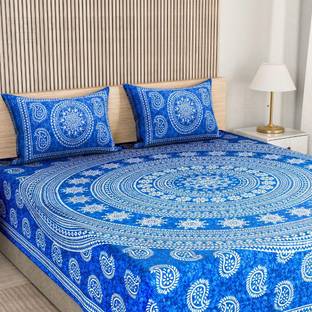 PahalArts Cotton Double Flat 144 TC Jaipuri Prints Bedsheet