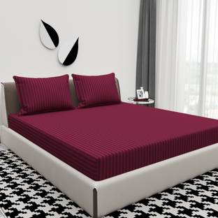 BROMWICK 300 TC Microfiber Double Striped Flat Bedsheet