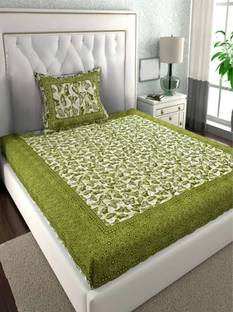 KANDY SHOP 104 TC Cotton Single Jaipuri Prints Flat Bedsheet
