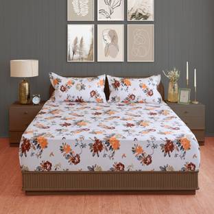 SWAYAM Cotton Double Flat 210 TC Floral Bedsheet