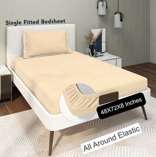 Amrange Cotton Single Fitted (Elastic) 190 TC Abstract Bedsheet