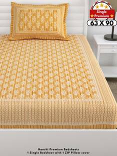 HANSHI Cotton Single Flat 260 TC Jaipuri Prints Bedsheet