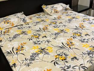 LUMORA NEST Cotton Queen Flat 300 TC Floral Bedsheet