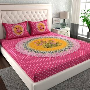 Mahar Cotton Double Flat 144 TC Floral Bedsheet