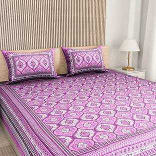 SARVOCH Cotton Double Flat 144 TC Jaipuri Prints Bedsheet
