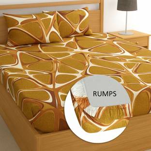 Rumps Cotton, Microfiber Double Fitted (Elastic) 350 TC Striped Bedsheet