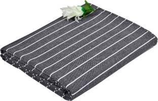 CRAZYWEAVES 400 TC Cotton Single Striped Flat Bedsheet