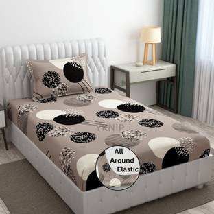 YKNIP 250 TC Cotton Single Geometric Fitted (Elastic) Bedsheet