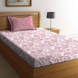 MYTRIDENT 144 TC Cotton Single Geometric Flat Bedsheet