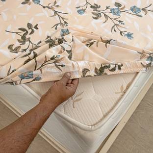 HOMEMONDE 210 TC Cotton King Printed Fitted (Elastic) Bedsheet