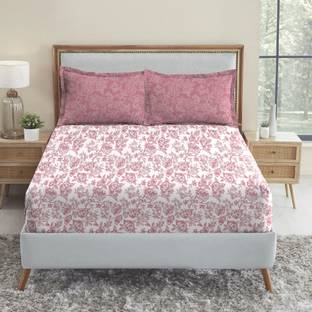 MYTRIDENT Cotton Queen Flat 144 TC Geometric Bedsheet