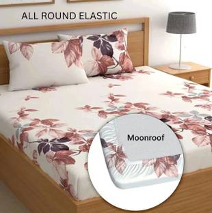 Moonroof Cotton Double Fitted (Elastic) 244 TC Printed Bedsheet