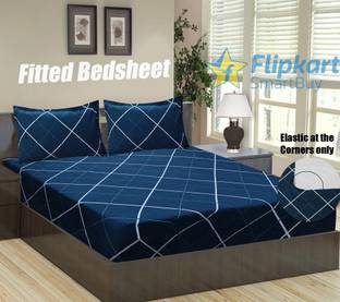 Flipkart SmartBuy 140 TC Microfiber Double Printed Fitted (Elastic) Bedsheet