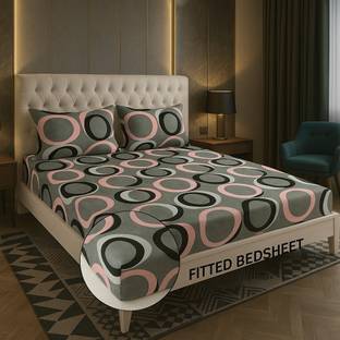 Delight Zone 170 TC Cotton King Printed Fitted (Elastic) Bedsheet