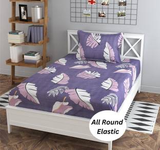 Nt@ub 190 TC Cotton Single Printed Fitted (Elastic) Bedsheet