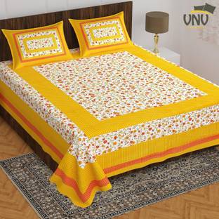 VNV Creation Cotton Double Flat 144 TC Printed Bedsheet