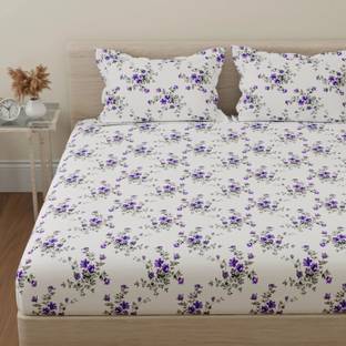 Huesland Cotton Double Flat 144 TC Floral Bedsheet
